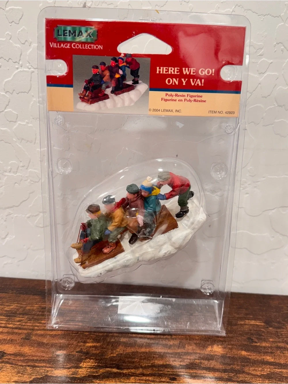 LEMAX Village Collection Here We Go! On Y Va! Sled Figurine 2004 Poly Resin New